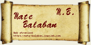 Mate Balaban vizit kartica